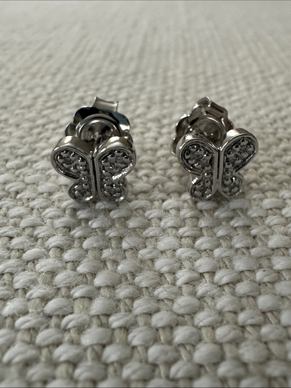 .05 CTW Natural Diamond Sterling Silver Butterfly Earrings